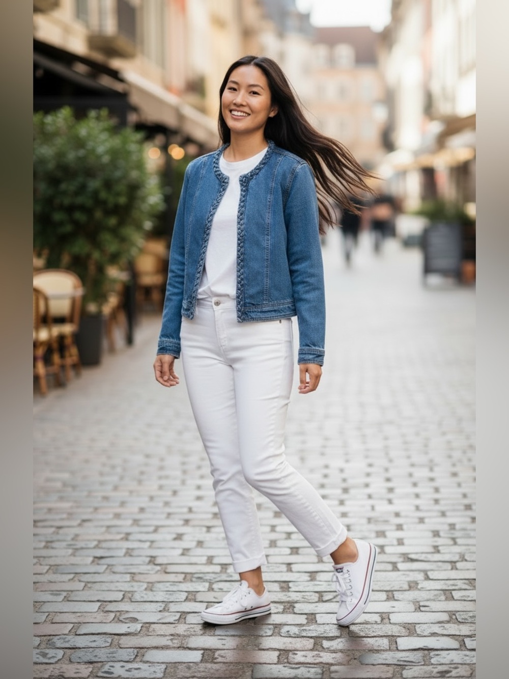 New $129 Habitual Braid Trim Denim Jacket - Blue L